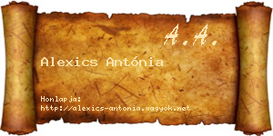 Alexics Antónia névjegykártya